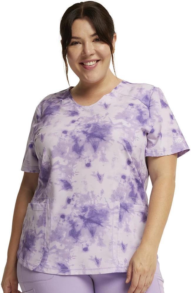 Dickies Women's Tonal Tie Dye Lavender Print Scrub Top 3 Dickies Women's Tonal Tie Dye Lavender Print Scrub Top