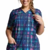 Dickies Women's V-Neck Glowing Plaid Print Scrub Top -Cherokee Shop 1 di dk704 printgwp 650