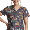 Dickies Clearance Women's Howl-Oween Friends Print Scrub Top -Cherokee Shop 1 di dk709 printclearancehof 650