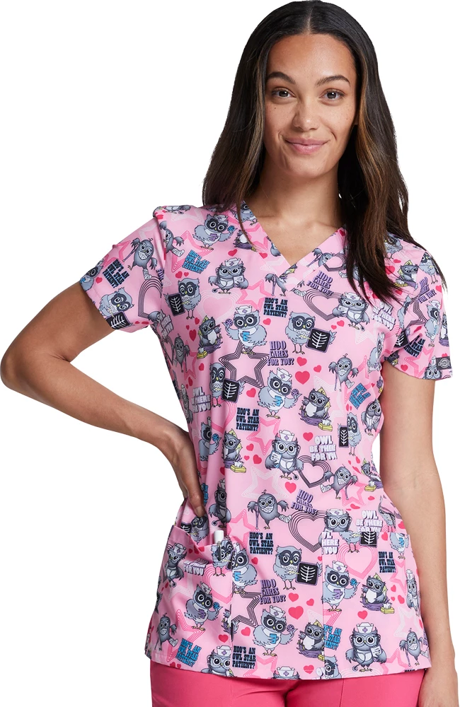 Dickies Clearance Women's Hoo Cares For You Print Scrub Top 3 Dickies Clearance Women's Hoo Cares For You Print Scrub Top