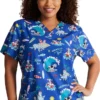 Dickies Women's Cowabunga Friends Print Scrub Top 2 Dickies Women's Cowabunga Friends Print Scrub Top -Cherokee Shop 1 di dk717 printcwf 650