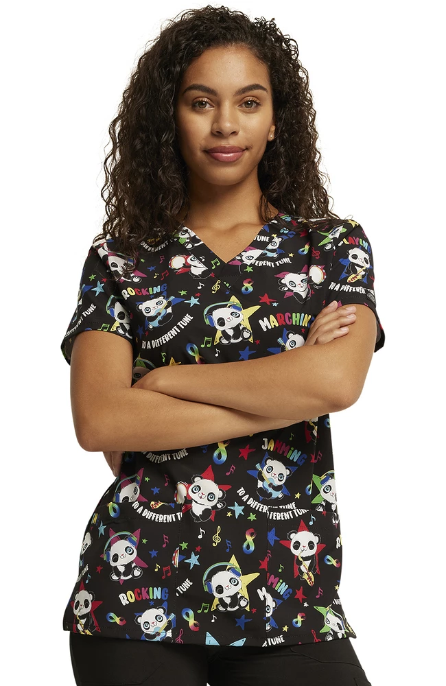 Dickies Women's Different Tune Print Scrub Top 3 Dickies Women's Different Tune Print Scrub Top