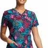 Dickies Women's V-Neck Falling Foliage Print Scrub Top -Cherokee Shop 1 di dk717 printfaf 650
