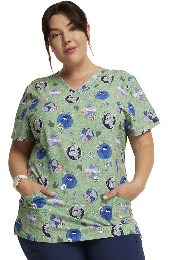 Dickies Women's Happy To Be Here Print Scrub Top 3 Dickies Women's Happy To Be Here Print Scrub Top
