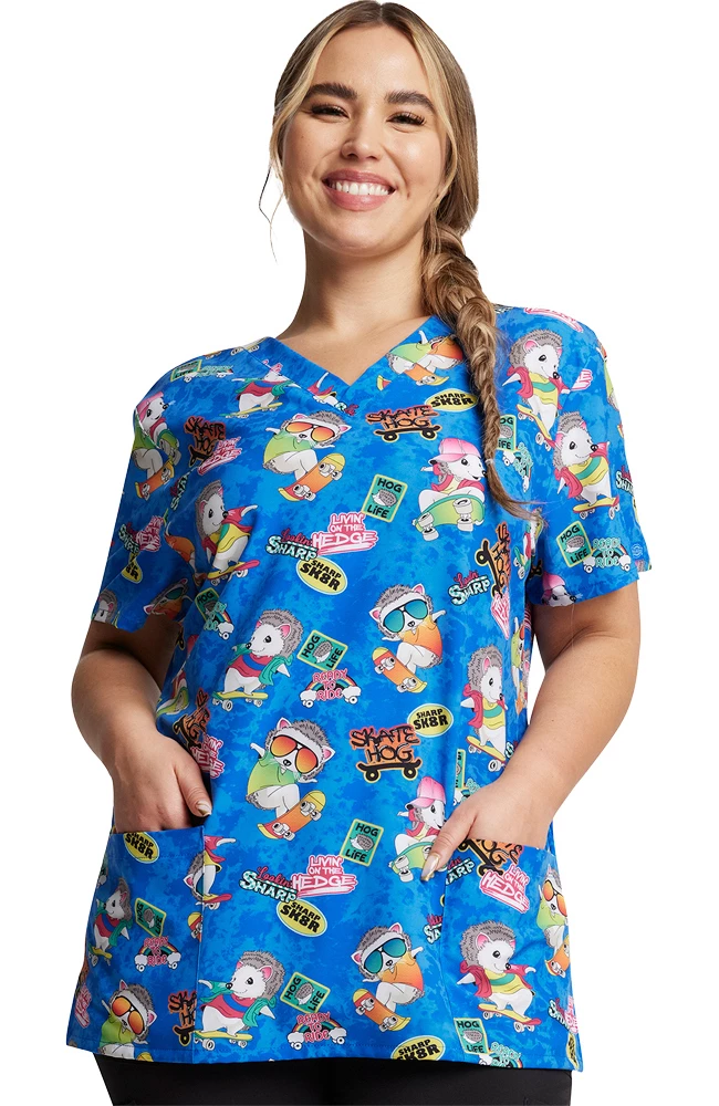 Dickies Women's V-Neck Livin' On The Hedge Print Scrub Top 3 Dickies Women's V-Neck Livin' On The Hedge Print Scrub Top