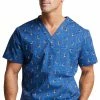 Dickies Clearance Men's Doggone Cool Print Scrub Top -Cherokee Shop 1 di dk725 printclearancedgc 650