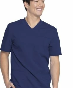 Dickies Men's Knitted Panel Solid Scrub Top