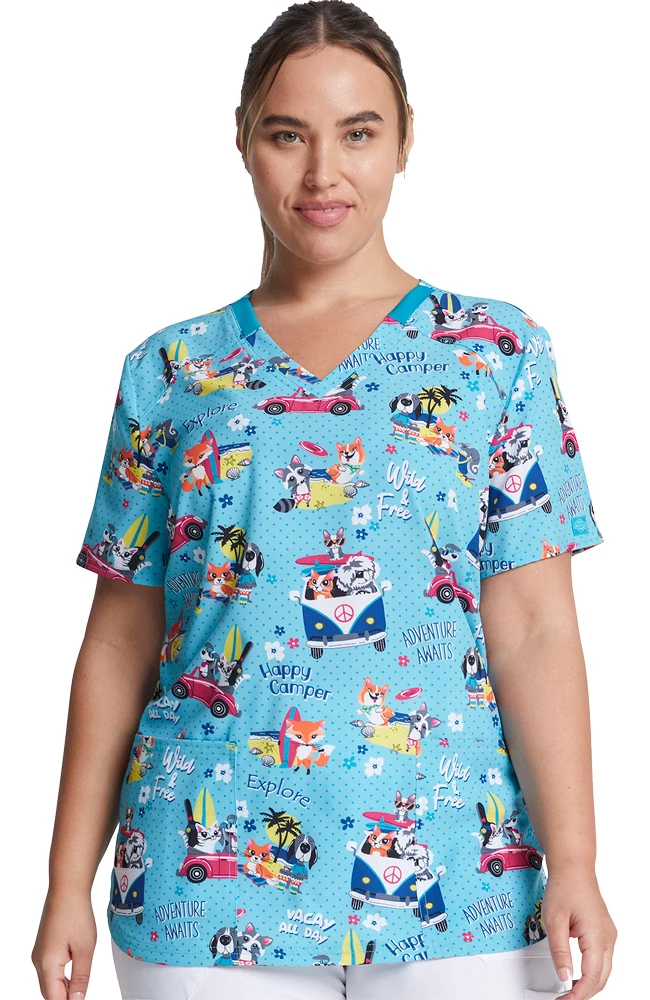 Dickies Clearance Women's Vacay All Day Print Scrub Top 3 Dickies Clearance Women's Vacay All Day Print Scrub Top