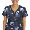 Healing Hands Clearance Women's Jessi Y-Neck Wicked Moon Print Scrub Top -Cherokee Shop 1 hh 2270 printclearancewim 650