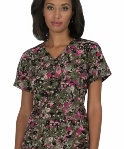 Koi Clearance Women's Early Energy Dainty Camo Print Scrub Top