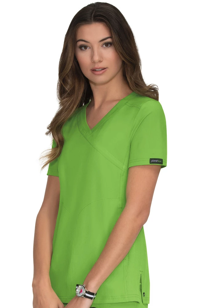 Koi Women's Eco Mock Wrap Solid Scrub Top 3 Koi Women's Eco Mock Wrap Solid Scrub Top
