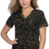Koi Clearance Women's Hustle & Heart Tonal Cheetah Olive Print Scrub Top -Cherokee Shop 1 ko 1050pr printclearancetco 650