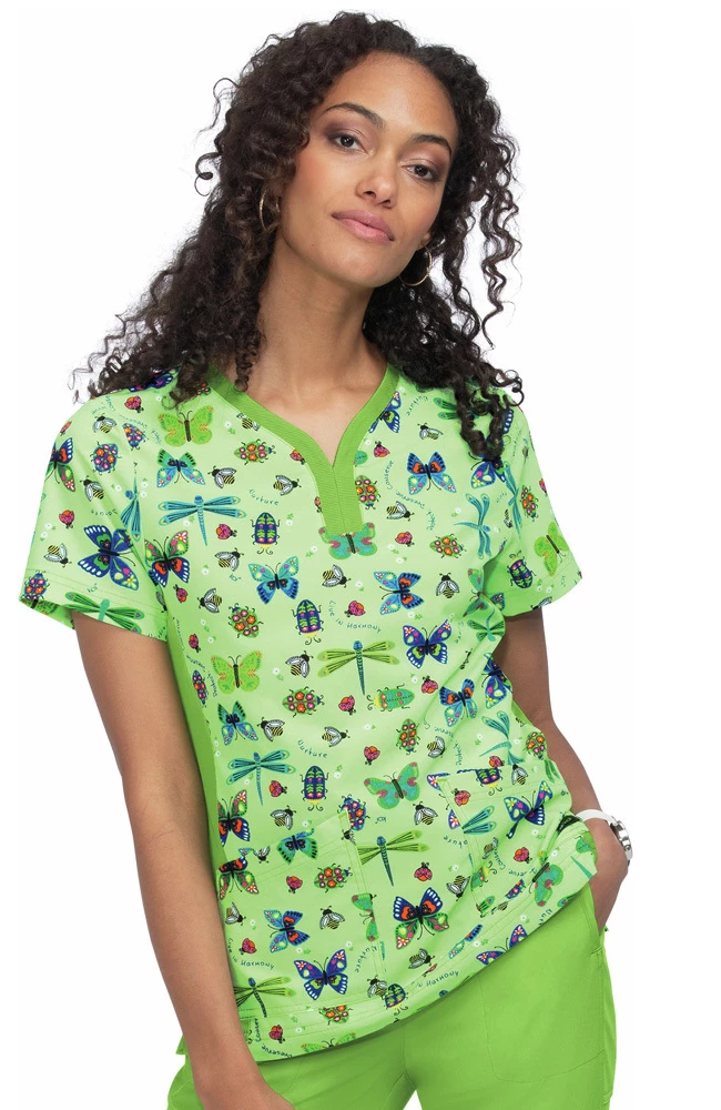 Koi Clearance Women's Thea Love Bugs Print Scrub Top 3 Koi Clearance Women's Thea Love Bugs Print Scrub Top