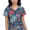Koi Clearance Women's Nadi Daisy Print Scrub Top -Cherokee Shop 1 ko 1057pr printclearancedsy 650