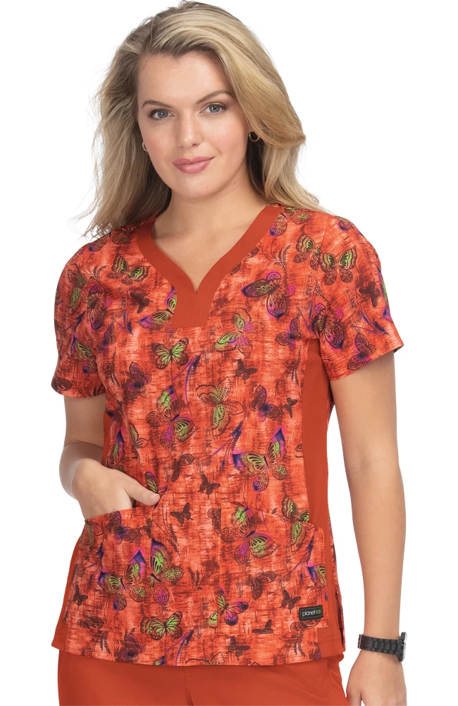 Koi Clearance Women's Aurora Desert Butterfly Print Scrub Top 3 Koi Clearance Women's Aurora Desert Butterfly Print Scrub Top