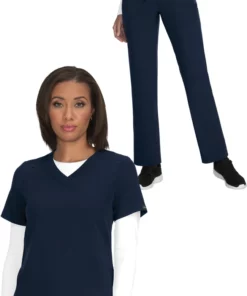 Koi Women's Eco Solid Scrub Top & Nova Tapered Scrub Pant Set