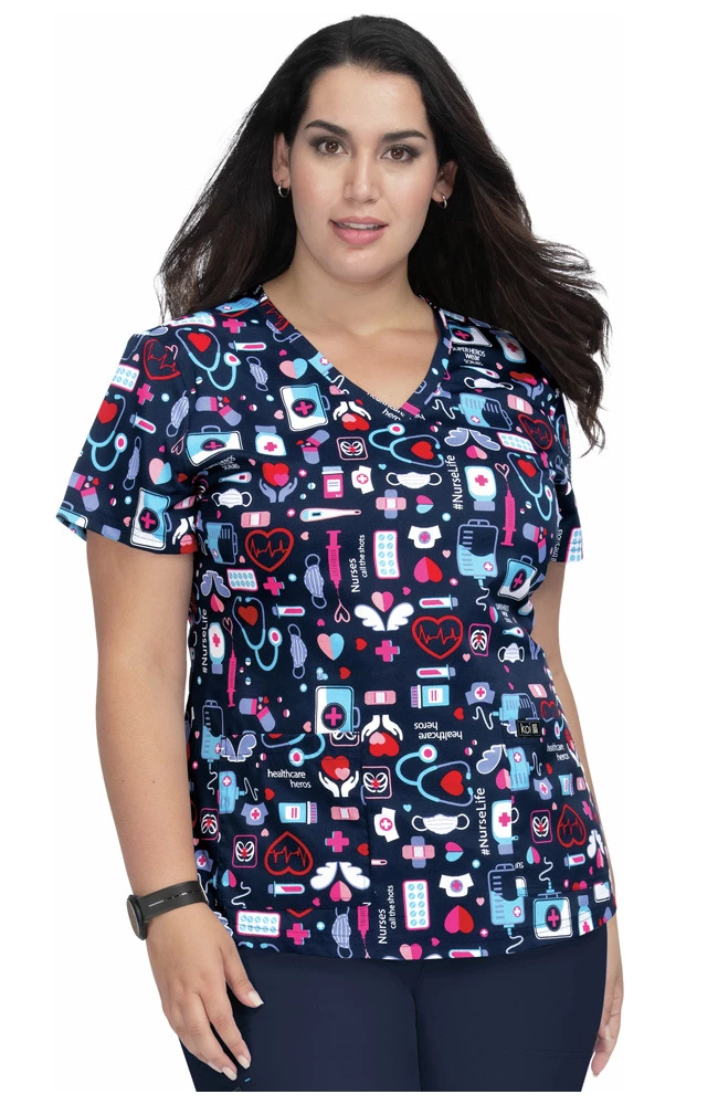 Koi Clearance Women's Leslie Nurse Life Print Scrub Top 3 Koi Clearance Women's Leslie Nurse Life Print Scrub Top