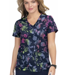 Koi Clearance Women's Leslie Paisley Passion Print Scrub Top