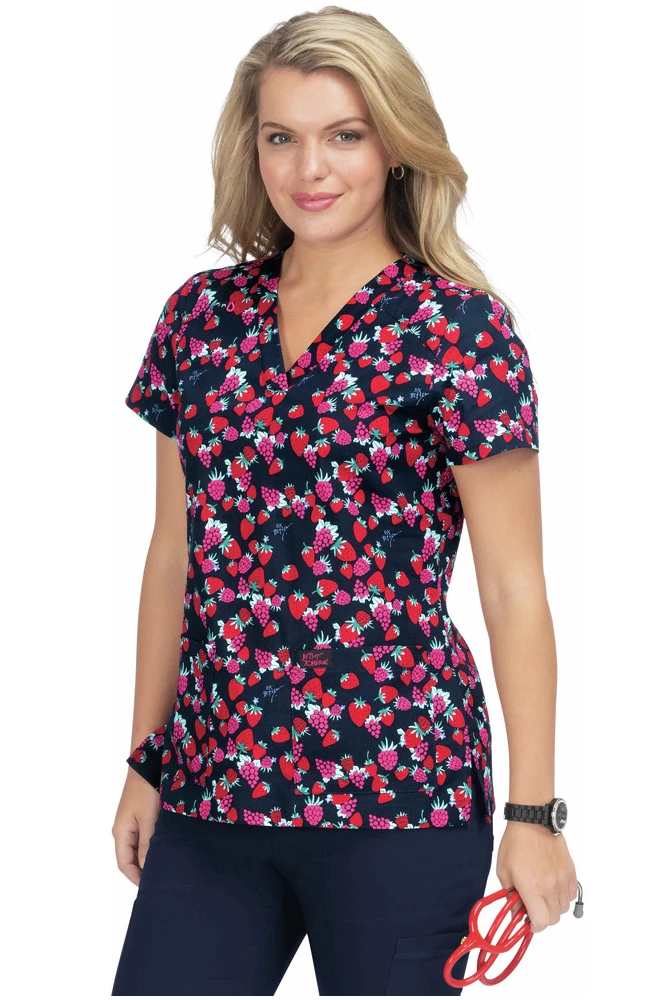 Koi Clearance Women's Bell Berry Burst Print Scrub Top 3 Koi Clearance Women's Bell Berry Burst Print Scrub Top