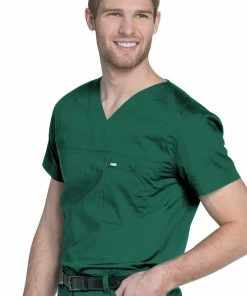 Landau Clearance Men's V-Neck Ripstop Scrub Top