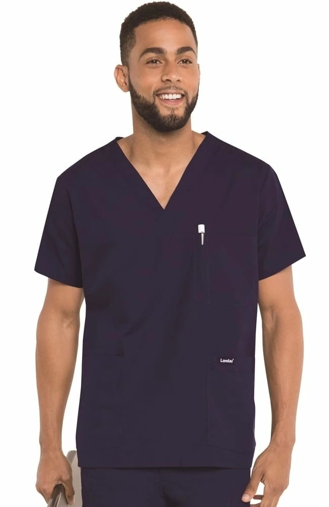 Landau Clearance Men's 5-Pocket Solid Scrub Top 3 Landau Clearance Men's 5-Pocket Solid Scrub Top