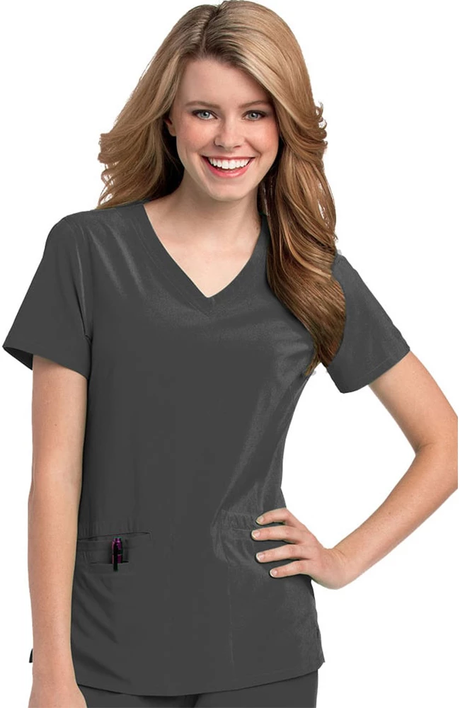 Urbane Women's Motivate V-Neck Solid Scrub Top With Tonal Stitching 3 Urbane Women's Motivate V-Neck Solid Scrub Top With Tonal Stitching
