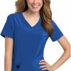 Urbane Clearance Women's Motivate V-Neck Solid Scrub Top With Tonal Stitching