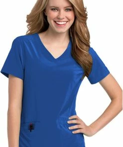 Urbane Clearance Women's Motivate V-Neck Solid Scrub Top With Tonal Stitching