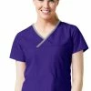 Maevn Uniforms Women's Y-Neck Mock Wrap Solid Scrub Top -Cherokee Shop 1 mv 1026 650