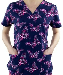 Maevn Uniforms Clearance Women's Graceful Strength Print Scrub Top