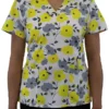 Maevn Uniforms Clearance Women's Curved V-Neck Sunshine Blossoms Print Top -Cherokee Shop 1 mv 1767 printclearancessb 650