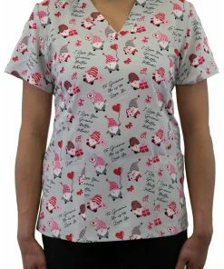 Maevn Uniforms Women's Gnome Matter What Print Scrub Top