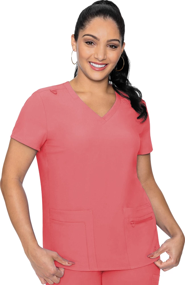 Med Couture Clearance Women's Knit Back Solid Scrub Top 3 Med Couture Clearance Women's Knit Back Solid Scrub Top