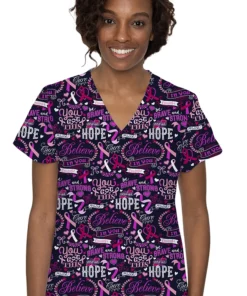Med Couture Women's Vicky Awareness Print Scrub Top