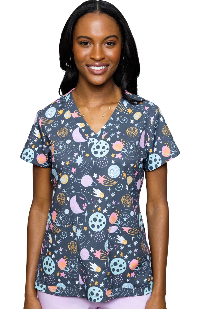 Med Couture Women's Vicky Cosmic Cuteness Print Scrub Top 3 Med Couture Women's Vicky Cosmic Cuteness Print Scrub Top
