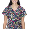 Med Couture Women's Vicky Daisy Fields Print Scrub Top