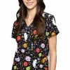 Med Couture Women's Vicky Halloween Party Print Scrub Top -Cherokee Shop 1 pe 8564 printhwp 650