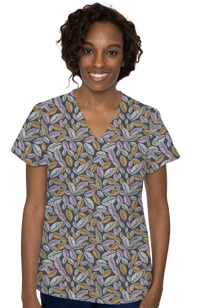 Med Couture Women's Vicky Geo Leaflets Print Scrub Top 3 Med Couture Women's Vicky Geo Leaflets Print Scrub Top