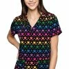 Med Couture Women's Vicky Rainbow Heart Print Scrub Top 1 Med Couture Women's Vicky Rainbow Heart Print Scrub Top -Cherokee Shop 1 pe 8564 printrbh 650