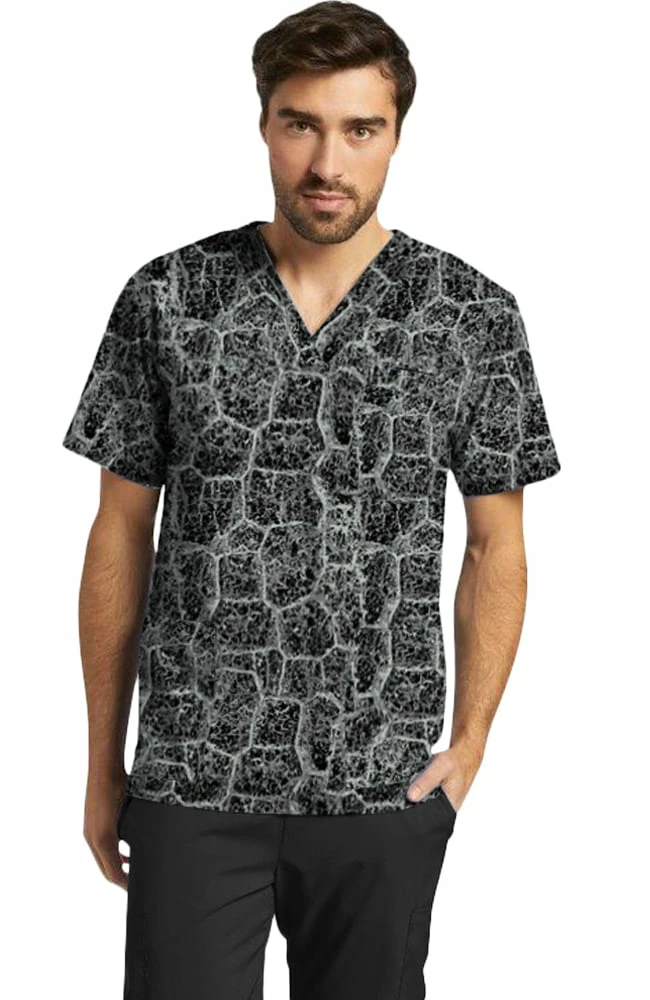 White Cross Clearance Men's River Stone Black Print Scrub Top 3 White Cross Clearance Men's River Stone Black Print Scrub Top