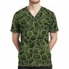 White Cross Clearance Men's River Stone Green Print Scrub Top