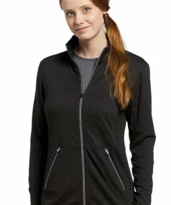 White Cross Women's Sporty Zip Front Solid Scrub Jacket