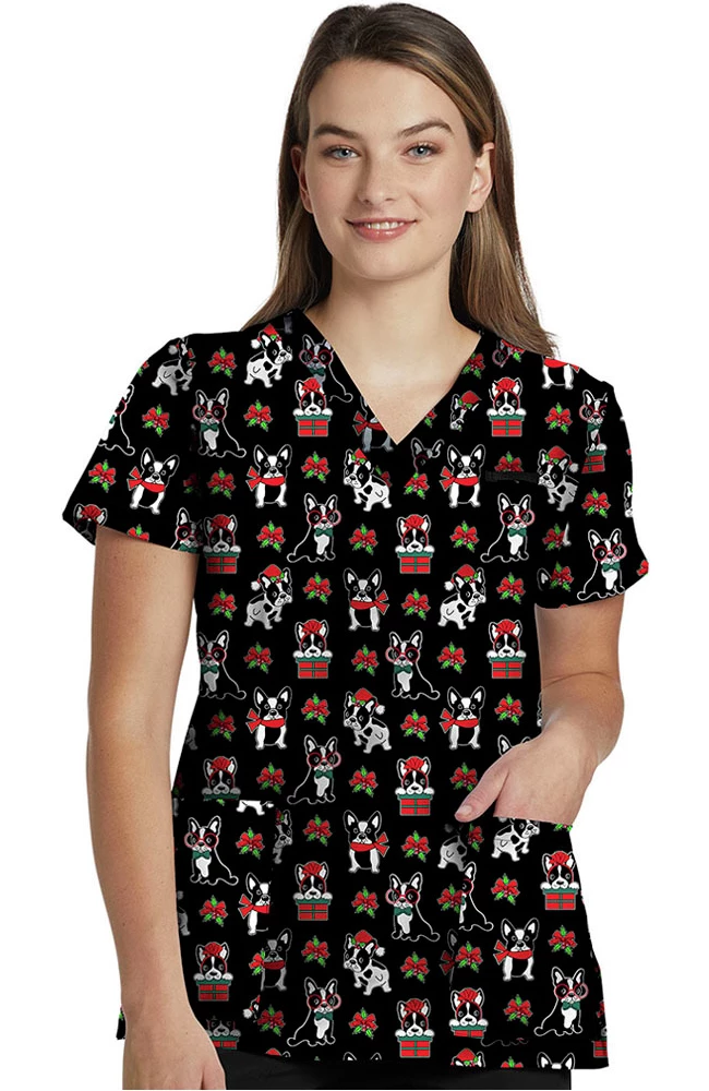 White Cross Clearance Women's Boston Holiday Print Scrub Top 3 White Cross Clearance Women's Boston Holiday Print Scrub Top