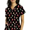 White Cross Clearance Women's Cosy Drinks Print Scrub Top -Cherokee Shop 1 wc 618 printclearancecds 650