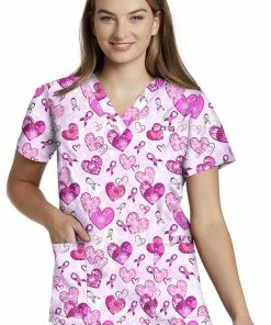 White Cross Clearance Women's Hopeful Promise Print Scrub Top