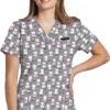 White Cross Clearance Women's Love Cats Print Scrub Top