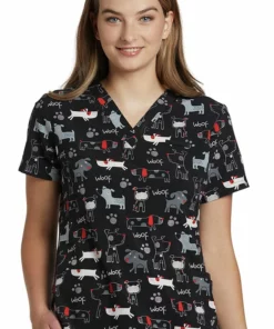 White Cross Clearance Women's Rosie's Pen Print Scrub Top