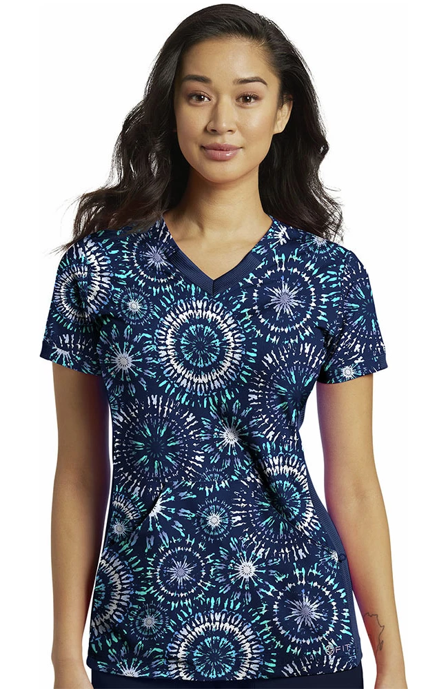 White Cross Clearance Women's Geo Blue Print Scrub Top 3 White Cross Clearance Women's Geo Blue Print Scrub Top