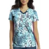 White Cross Clearance Women's Splash Of Wild Blue Print Scrub Top -Cherokee Shop 1 wc 725 printclearanceswb 650