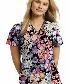 White Cross Clearance Women's Hawaiian Canopy Print Scrub Top